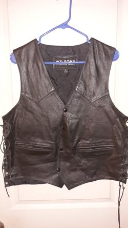 Mens leather eagle vest size Large