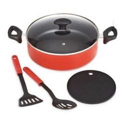 🍳🔥 5-Pc. Nonstick Everyday Pan Set – Red – Brand New in Box! 🔥🍳