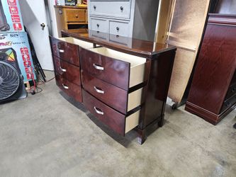 Dark Cherry Wood 6-Drawer Dresser
