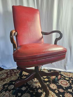 Vintage executive chair red with nailhead trim