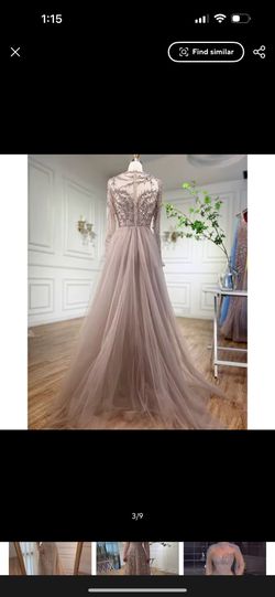 Beige Small Long Sleeved Dress