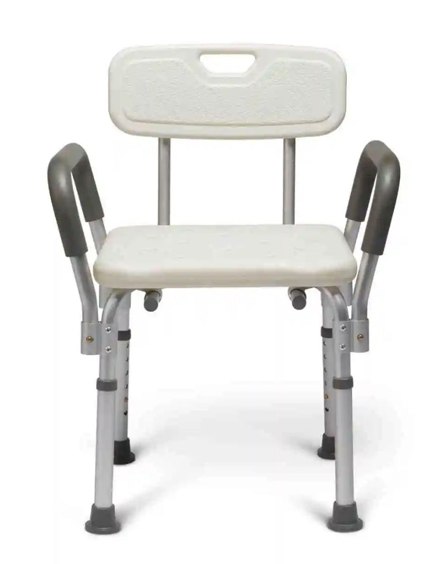 Medline MDS89745RA Shower/Bath Chair with Padded Armrests 350lbs for