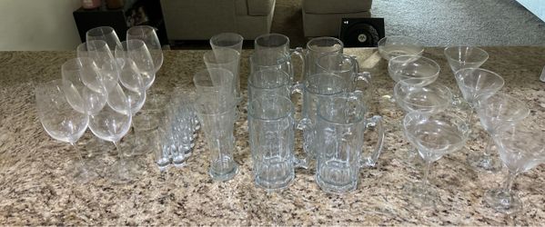 40-Piece Glassware Set – Wine, Martini, Margarita, Beer Mugs, Pilsner & Shot Glasses