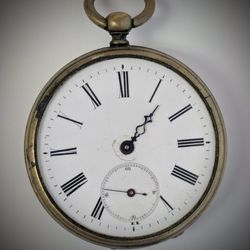 Old Antique large pocket watch. Beautiful engraved design on movement. Missing crystal and one hand. Not working.  Definitely one of the coolest movem