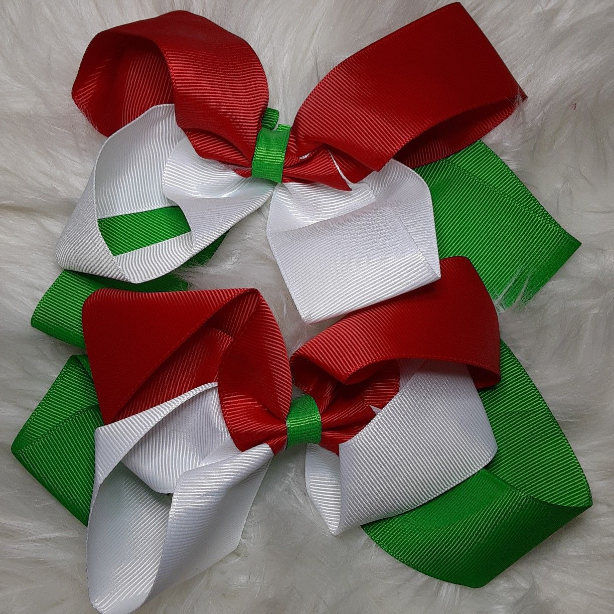 Large Hairbow for girls, Tri color hair bows, Mexican Colors Hair bows