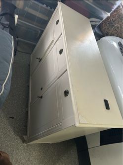 White Wood Dresser with Decorative Hardware