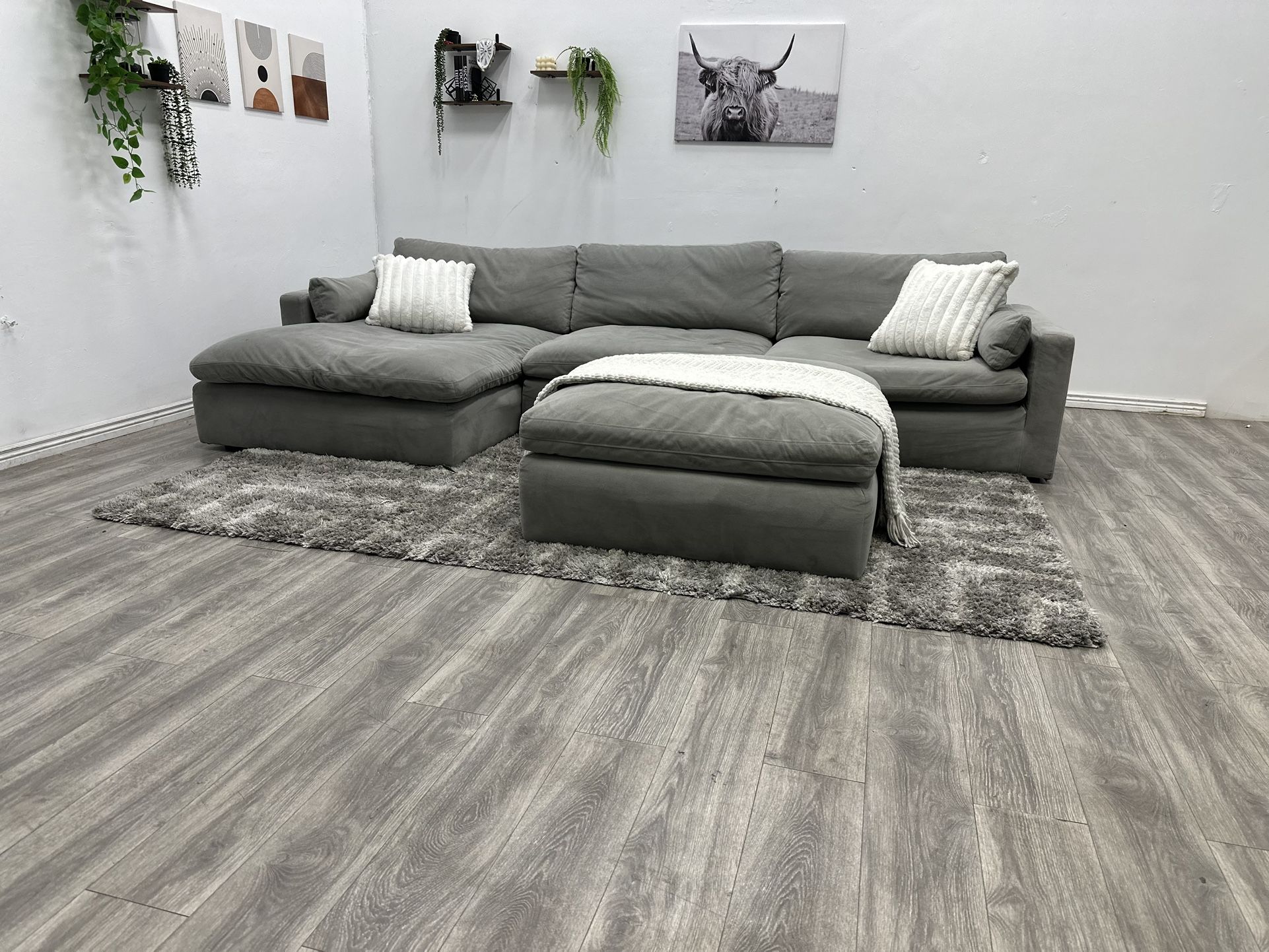 Gray Sectional Cloud Couch - Free Delivery