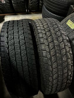 2 USED 26560R22 GOODYEAR WRANGLER All Season tires for $150 installed and balance.  26560R22 265/60/22 265/60/R22 265-60-22 265-60-R22 AIl NEW tires c