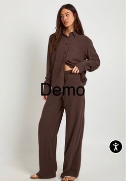 Boohoo Tall Premium Linen Wide Leg Trousers in Espresso (US8/M)