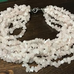 chunky rose quartz 18 inch necklace jewelry 