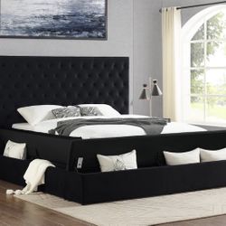 Black Queen Bed Frame With Storage Brand New - Mattress Not Included 