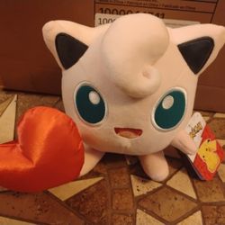 Brand New Pokemon Jiggy Puff With Heart Valentine's Day Plush