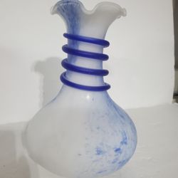 Glass Art Cobalt Blue Hand-blown Vase