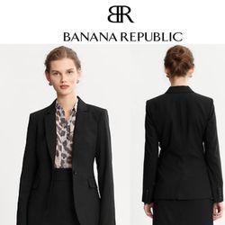 Banana Republic Black Lightweight Stretch Wool Suit Jacket/Blazer Size 8
