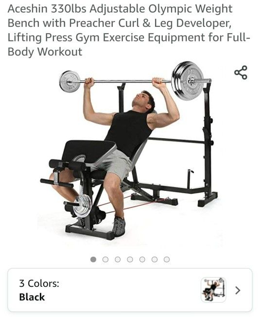 ACESHIN 330LBS ADJUSTABLE OLYMPIC WEIGHT BENCH - IN BOX (NEVER USED)