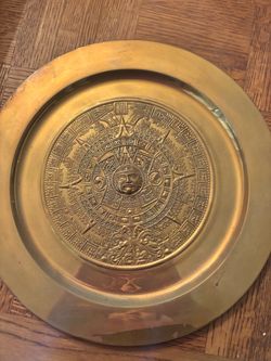 Brass or cooper. Mayan plate