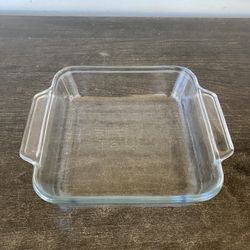 ANCHOR HOCKING Clear Glass Square Baking Pan 2 qt Cassorole Dish 8"x8" USA