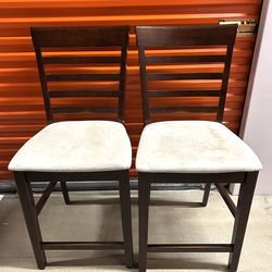 Set of 6 Dining Chairs – Solid Wood Ladder-Back with Upholstered Seats