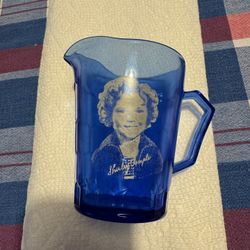 Shirley Temple Glass Creamer Pitcher And Cup 