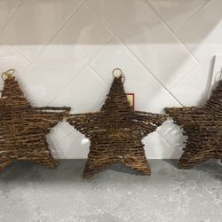 Set Of 3 Wooden Stars