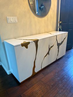 White and Gold Buffet Message For Price and Details