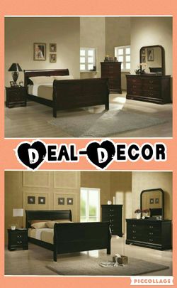 Black or Cherry 4 Piece Bedroom Set