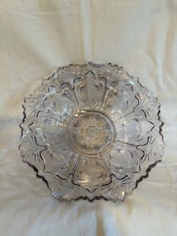 Vintage Lavender Pressed Glass Floral Bowl
