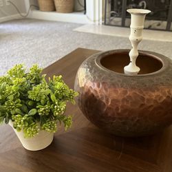 Antique Bowl Metal Hammered 