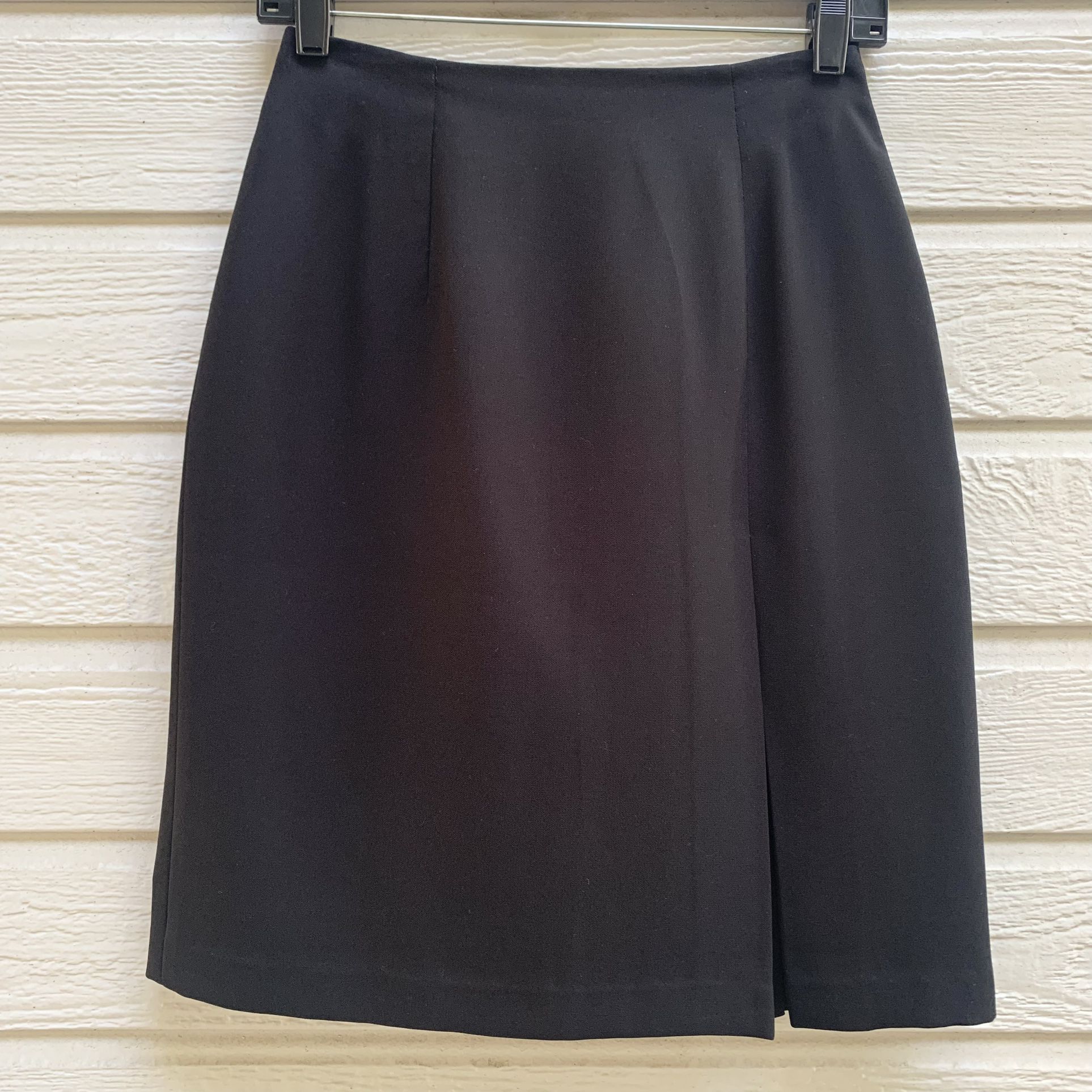 Black Knee Length Skirt with Front Side Slit - Small