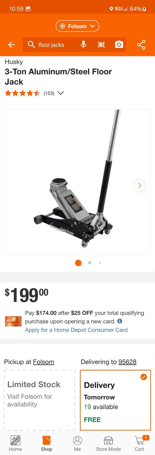 3 TON Husky FLOOR JACK And Jackstands Matching