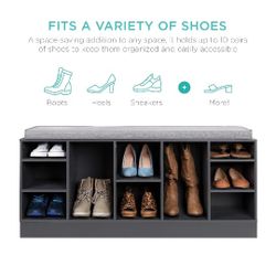 Best Choice Products 46in Shoe Storage Organization Rack Bench for Entryway, Bedroom w/ Padded Seat,