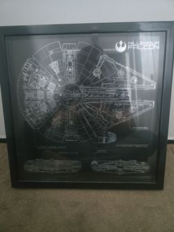 Star Wars Millennium Falcon Blueprint Framed Print Metallic Lining