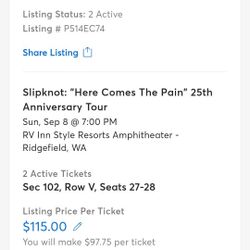 Slipknot Ridgefield Tickets (2)