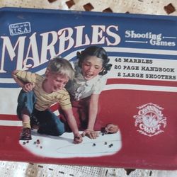 Vintage Channel Craft Marbles In Metal Tin Can 