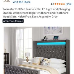 Full Size Bed Frame With LED