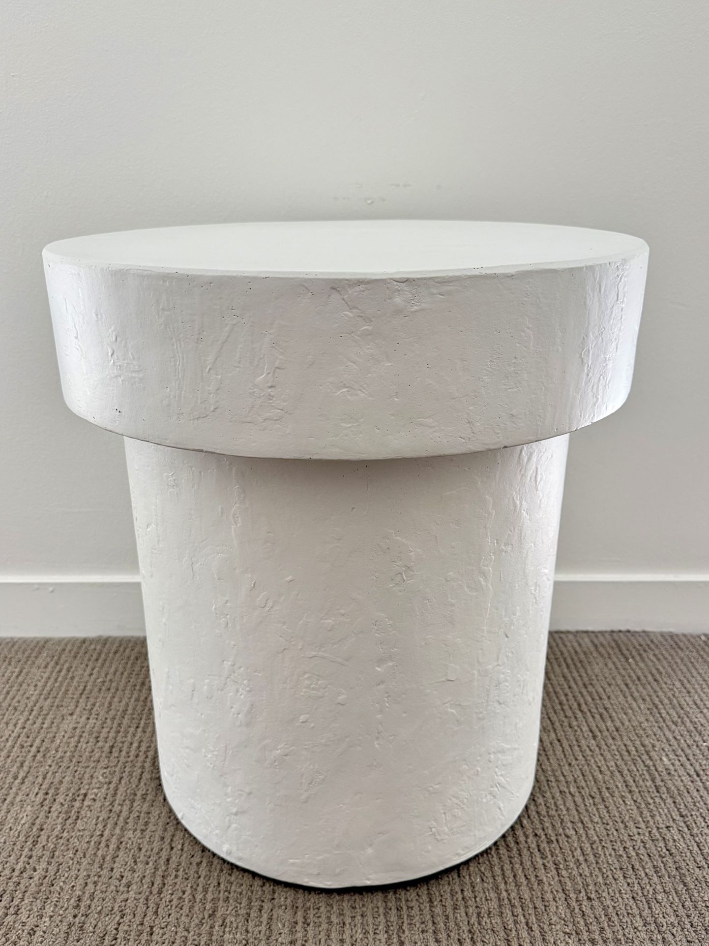 Designer White Plaster Side Table