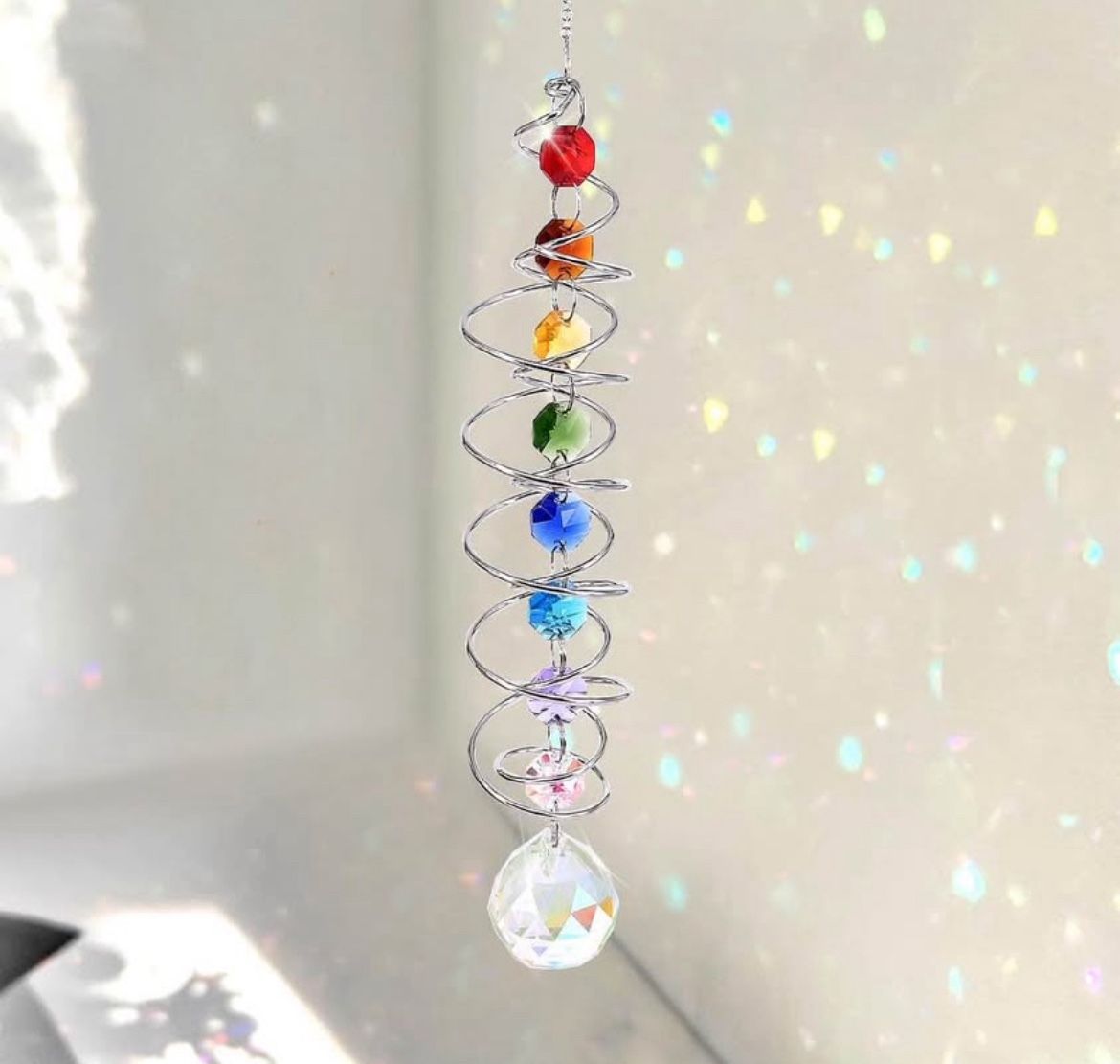 Swirly, Twinkling Diamond Gemstone Sun Catcher