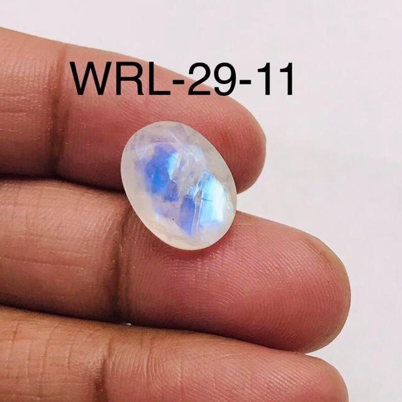 White Rainbow Moonstone Facetted Cut Stone Oval Shape Gemstone-WRL-29-11