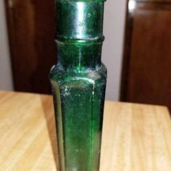 Vintage Green 8 Sided Capers Bottle 

