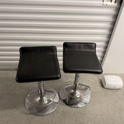 Black Bar Stools Set of 2 Chrome Base