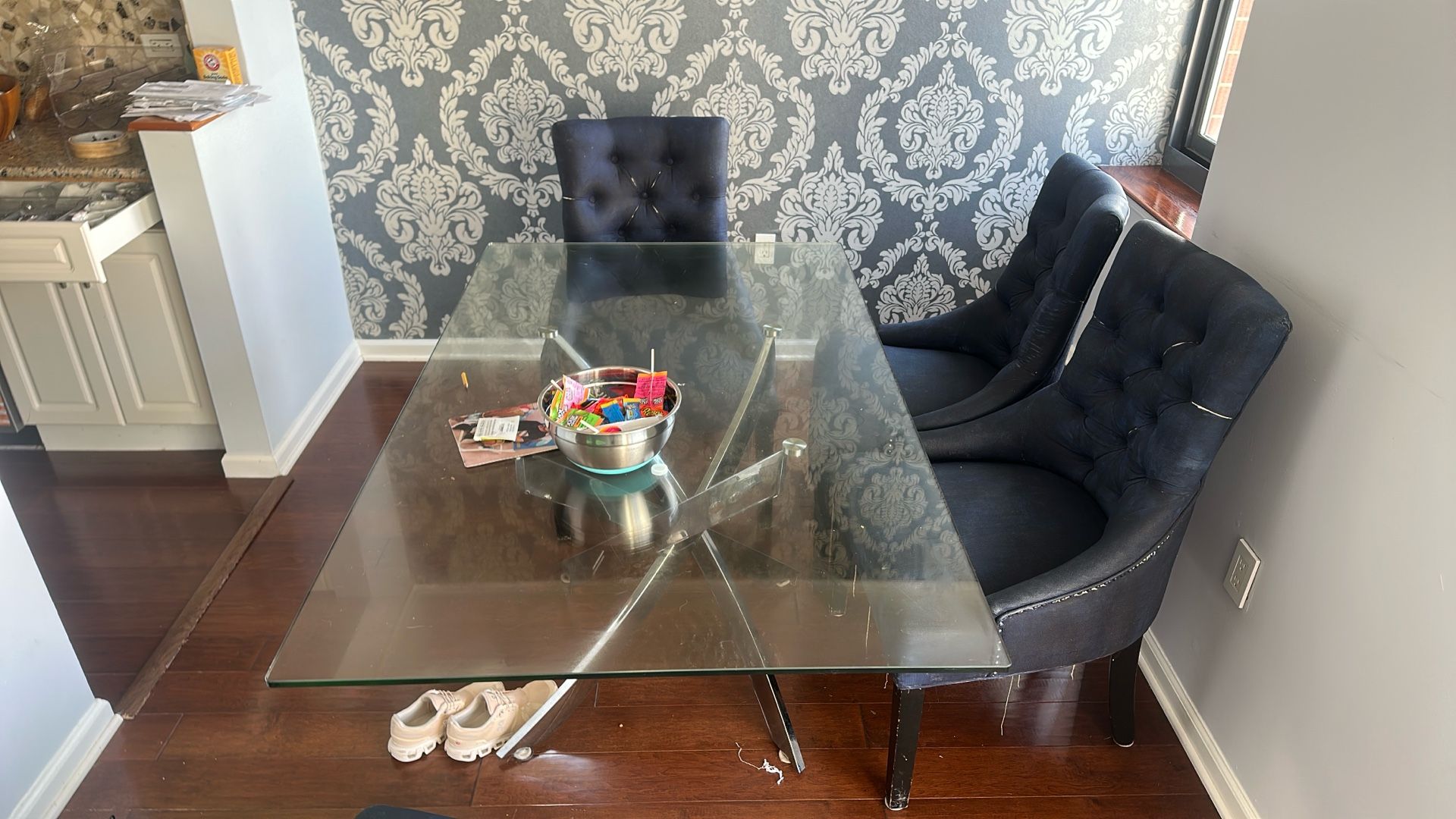 Rectangle Glass Table With 4 Chairs