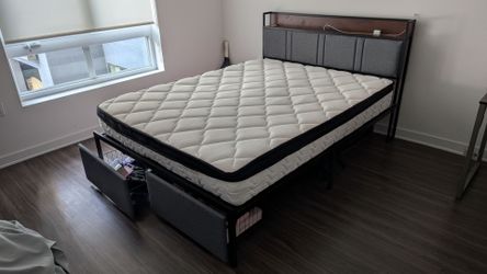 Queen bed frame and mattress