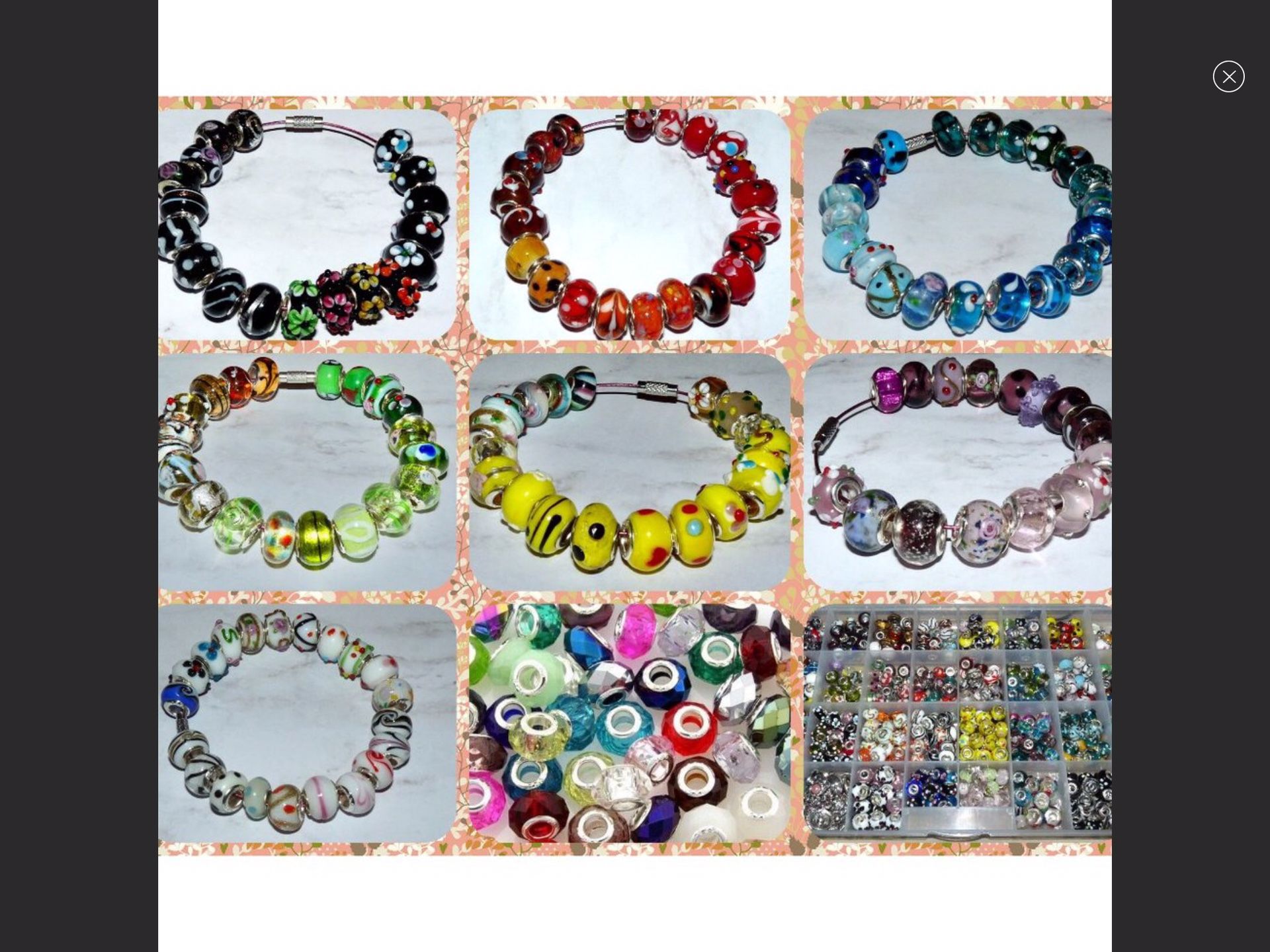 Murano Beads Pandora Style For Charms Bracelets Glass & Acrylic Assorted Lot
