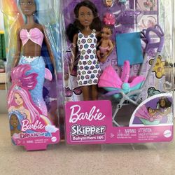 Barbie Dreamtopia Mermaid Doll with Blue Hair And  Barbie skipper babysitter