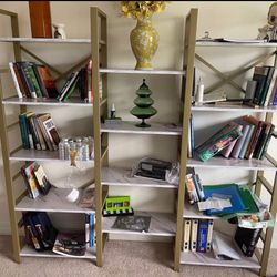 Tall Gold And Marble Bookshelf