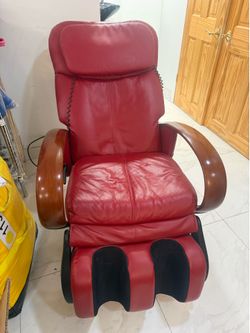 Executive Red Leather Massage Recliner Chair –