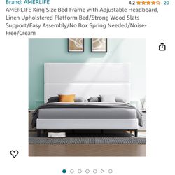 Beige King Bed Frame