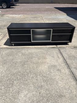Large black brown tv stand media center with drawers