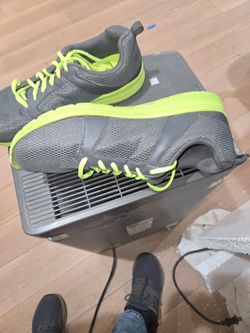 Size 11W  Grey and Neon Green Running Sneakers
