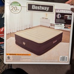 Bestway® Maroon Tritech Air Mattress Queen 20" with Built-in AC Pump